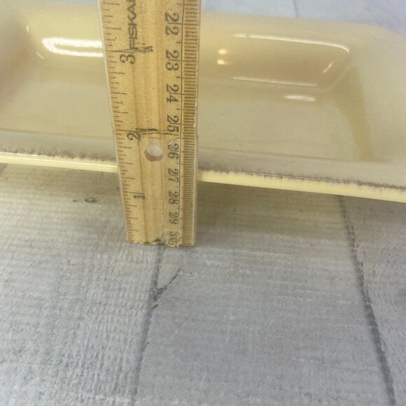 Taste of Home Entertaining Yellow Brown Edge Large Rim Ceramic Serving Tray - Picture 11 of 16